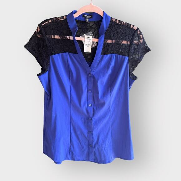 Express Tops - NEW Express button down lace accent top